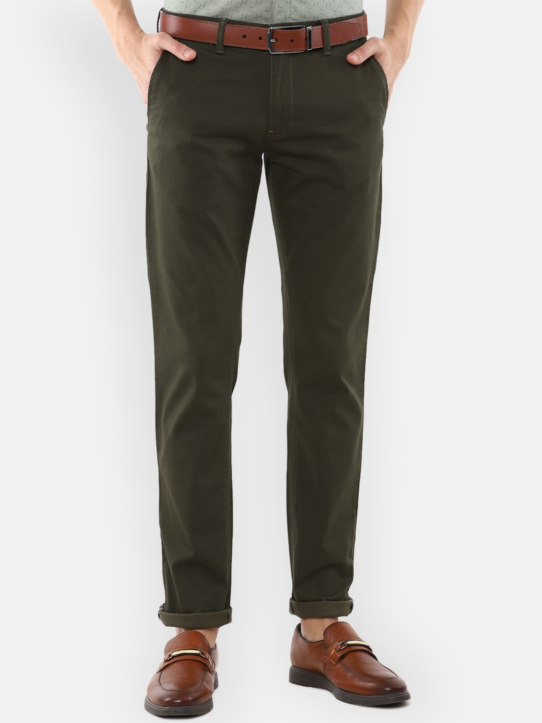 

Louis Philippe Sport Men Olive Green Slim Fit Chinos Trousers