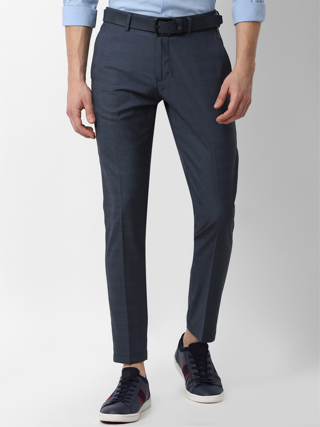 

Louis Philippe Sport Men Navy Blue Textured Slim Fit Formal Trousers