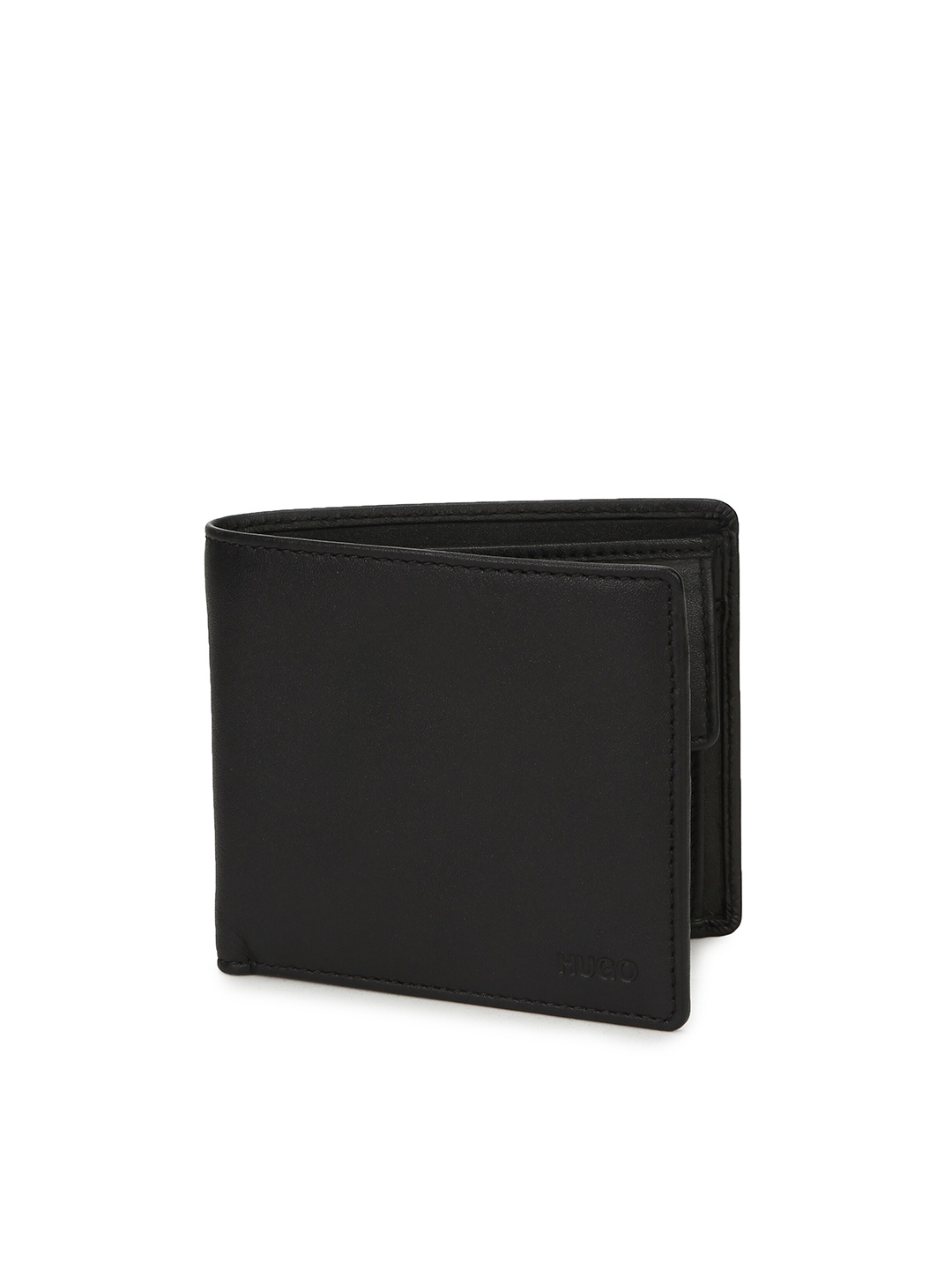 

HUGO Men Black Leather Two Fold Wallet