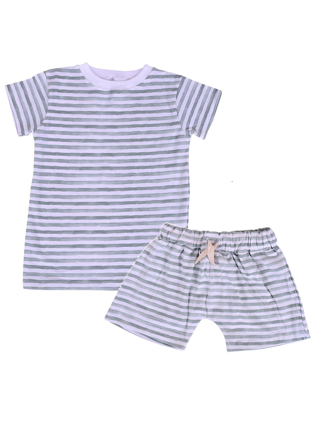 

Moms Home Kids Grey Striped Organic Cotton Antimicrobial Clothing Set