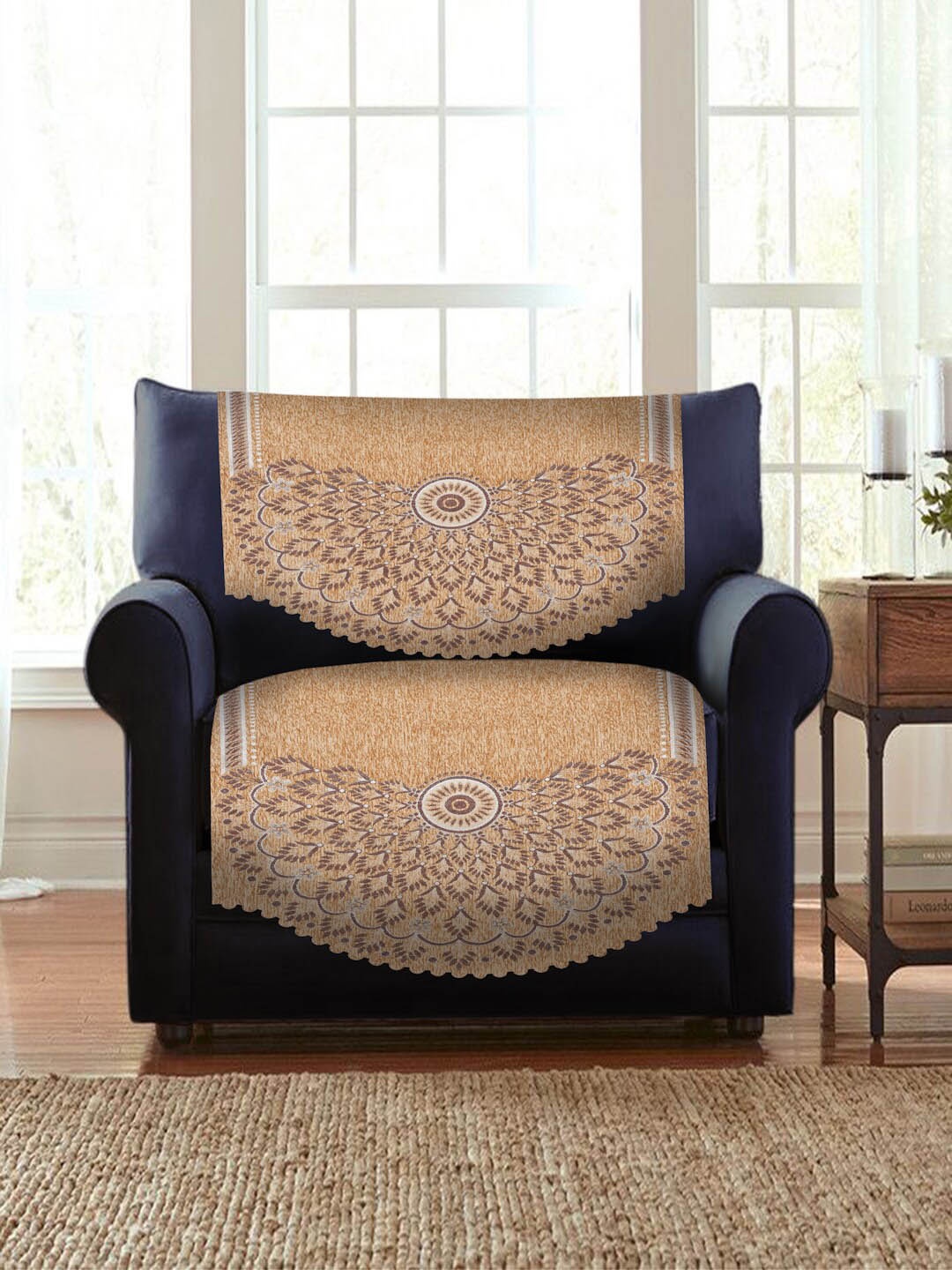 

HOSTA HOMES Set of 10 Beige Jacquard Velvet 5 Seater Sofa Cover Set