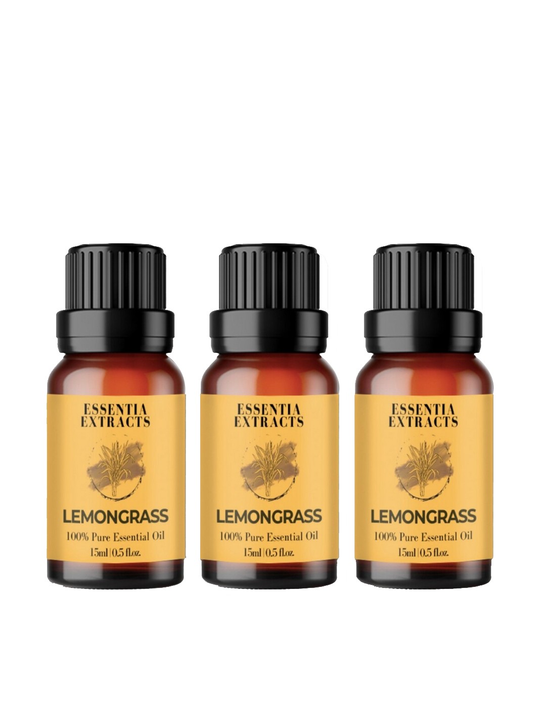 

ESSENTIA EXTRACTS Set of 3 Lemongrass Pure Essential Oil 15 ml each, Yellow