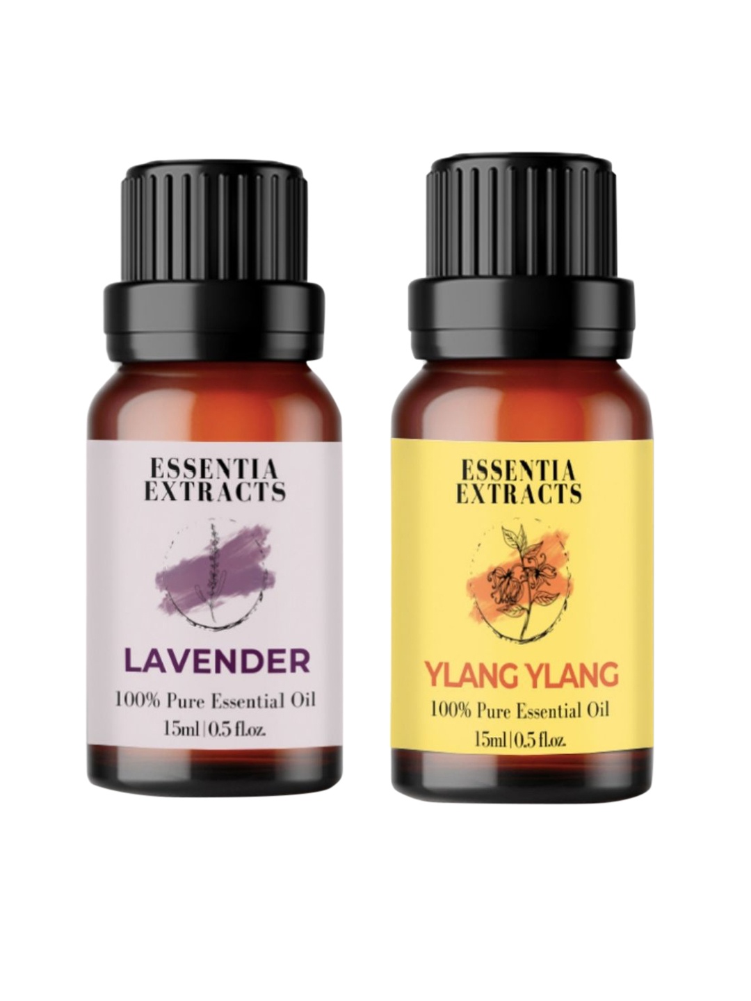 

ESSENTIA EXTRACTS Set of 100% Pure Ylang Ylang & Lavender Essential Oil - 15 ml Each