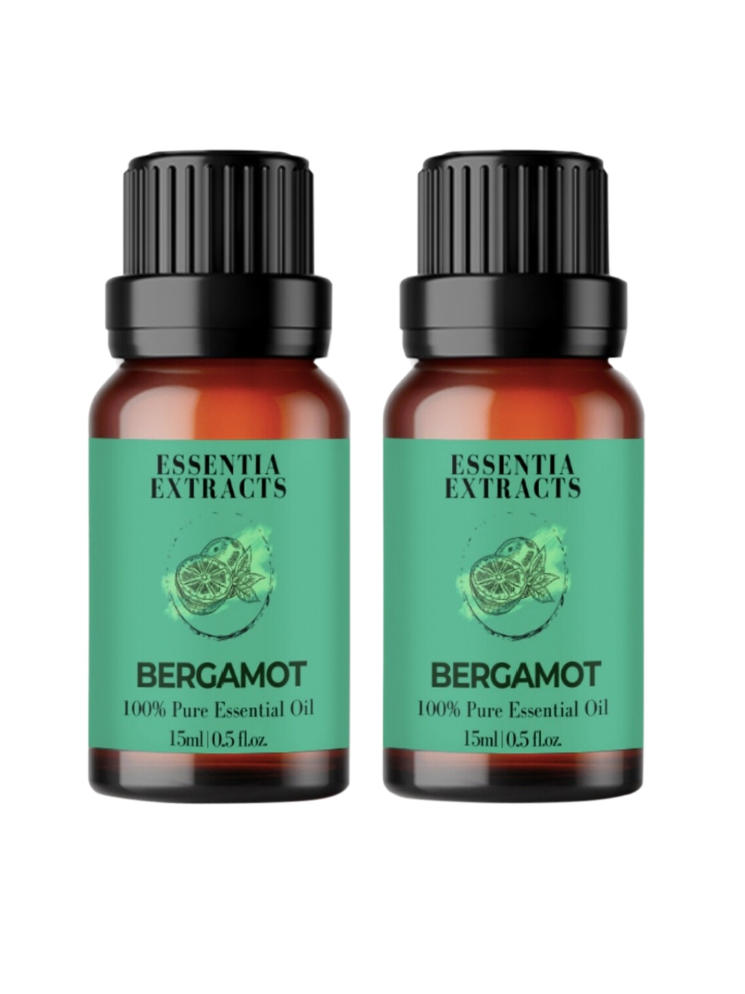 

ESSENTIA EXTRACTS Set of 2 Bergamot Pure Essential Oils - 15ml each, Green