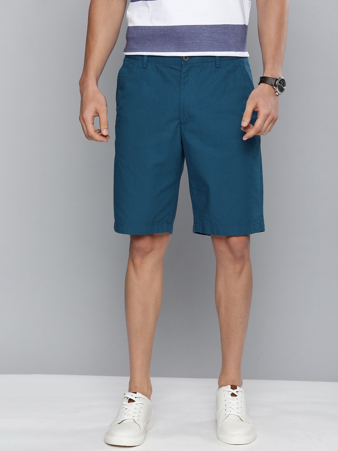 

Indian Terrain Men Navy Blue Pure Cotton Shorts