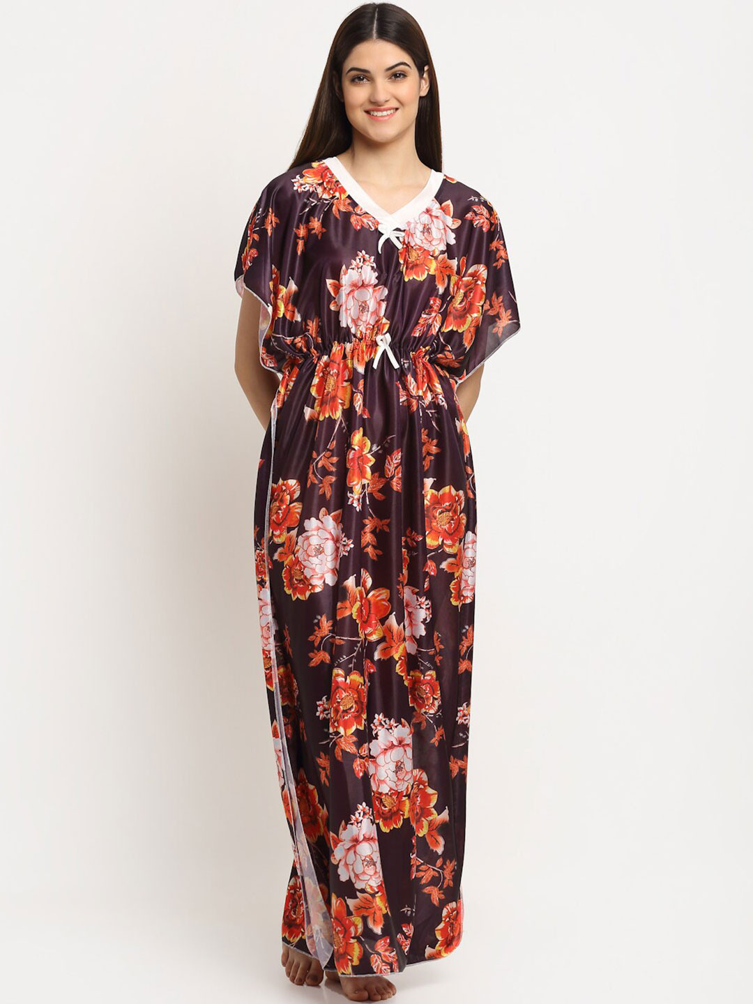 

Sidwa Black Printed Kaftan Maxi Nightdress