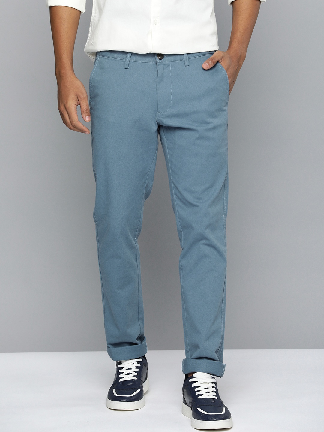 

Indian Terrain Men Brooklyn Slim Fit Casual Trousers, Blue