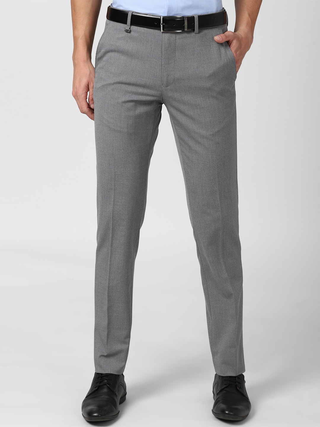 

Van Heusen Men Grey Textured Slim Fit Trousers