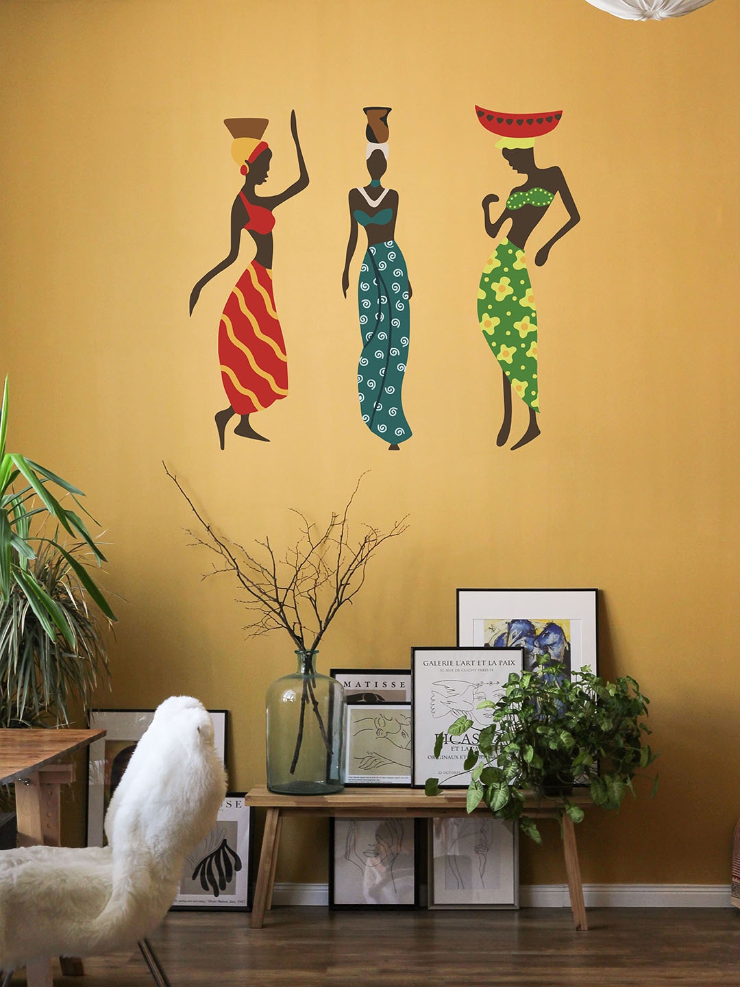 

RANGOLI Kids Green & Red Dancing Indian Women Wall Sticker