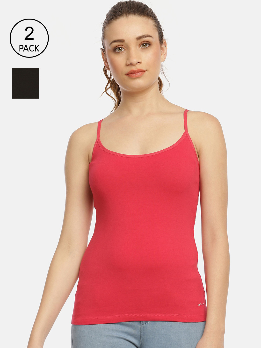 

Zelen Women Pack of 2 Solid Camisoles, Coral