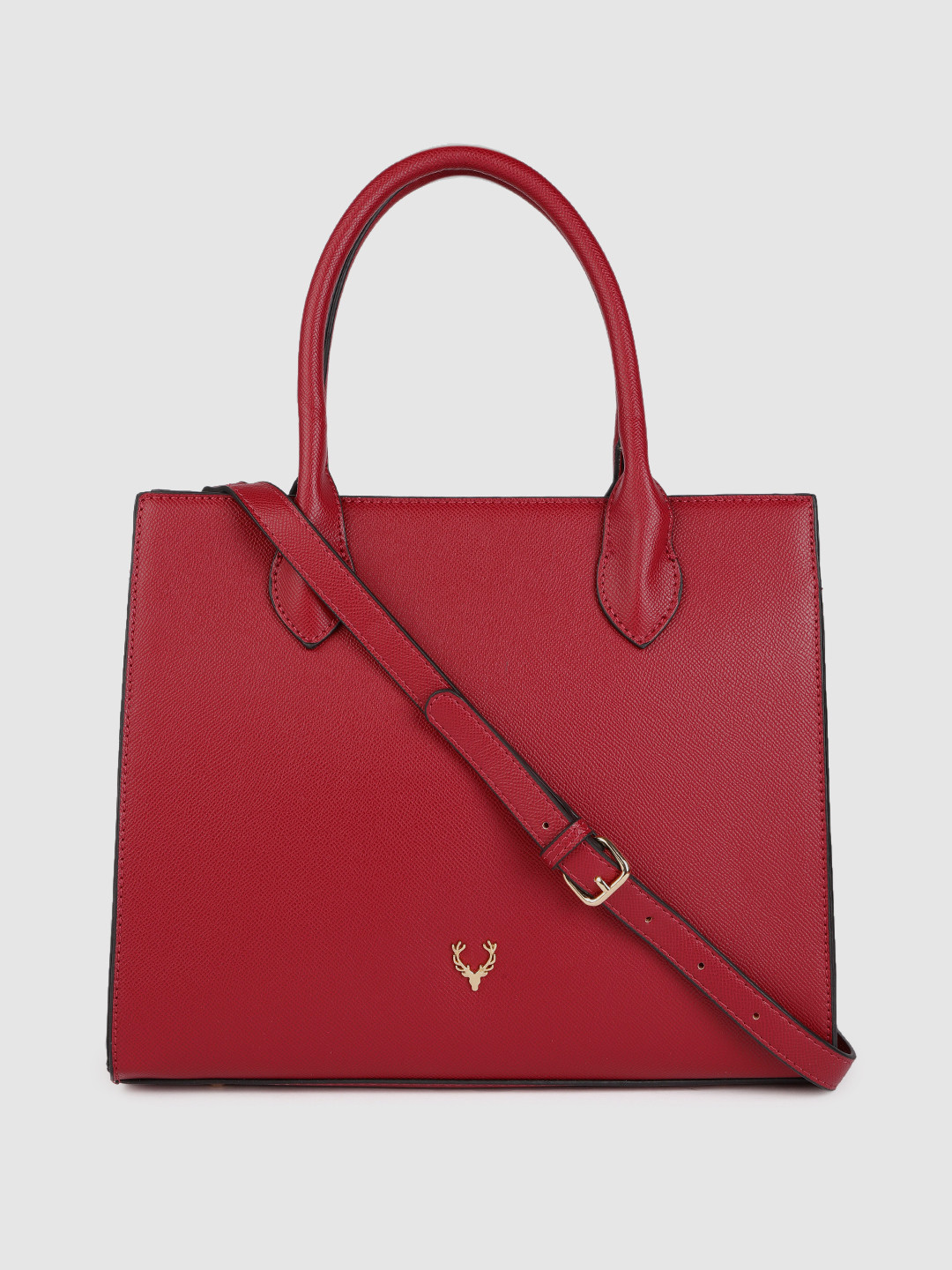 

Allen Solly Red Solid PU Regular Structured Handheld Bag