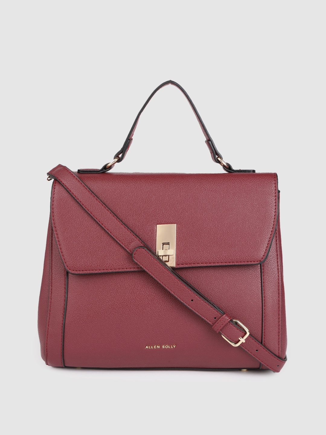 

Allen Solly Maroon Solid PU Regular Structured Handheld Bag