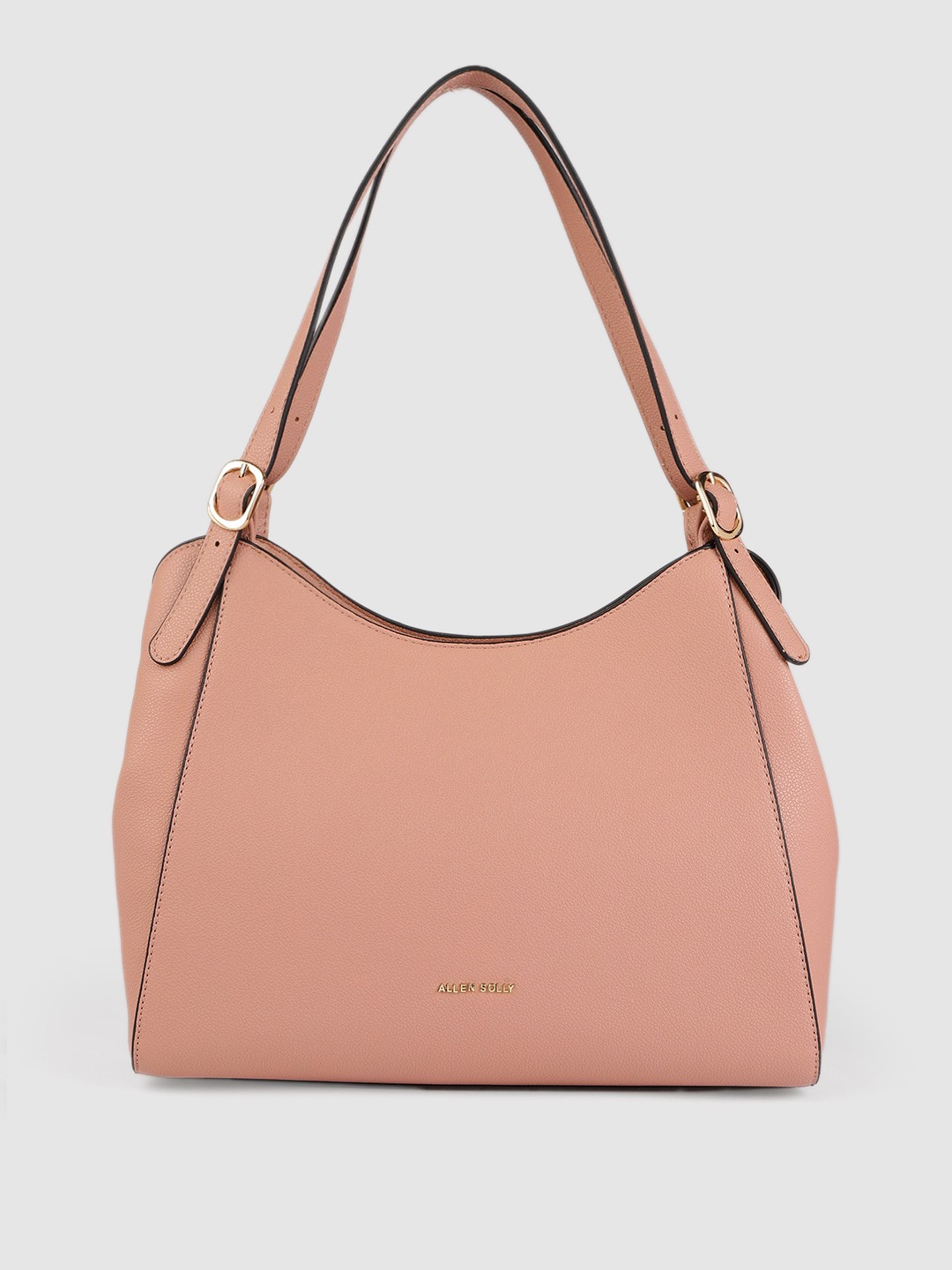 

Allen Solly Salmon Pink Solid PU Regular Structured Hobo Bag