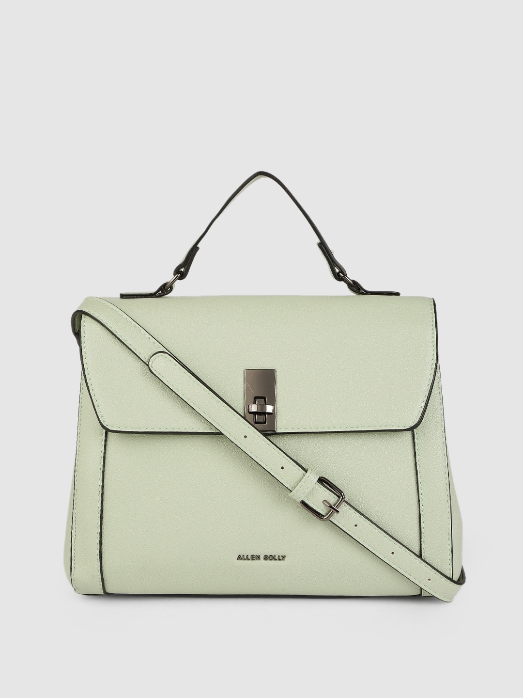 

Allen Solly Mint Green Solid PU Regular Structured Handheld Bag