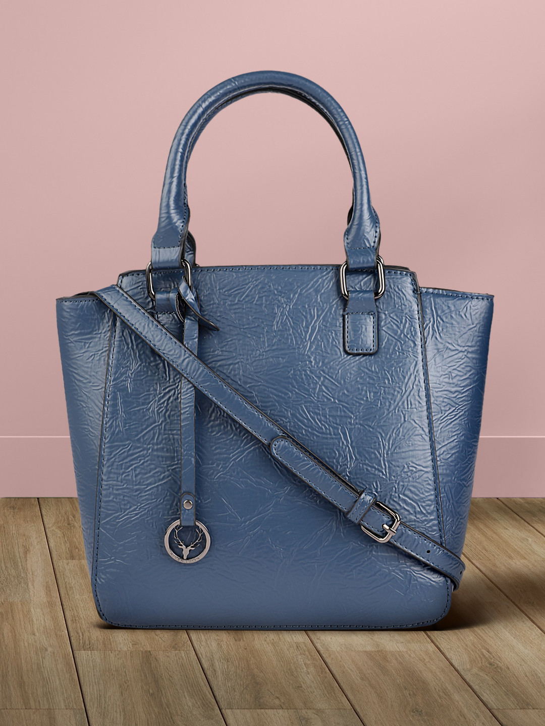 

Allen Solly Blue PU Structured Handheld Bag