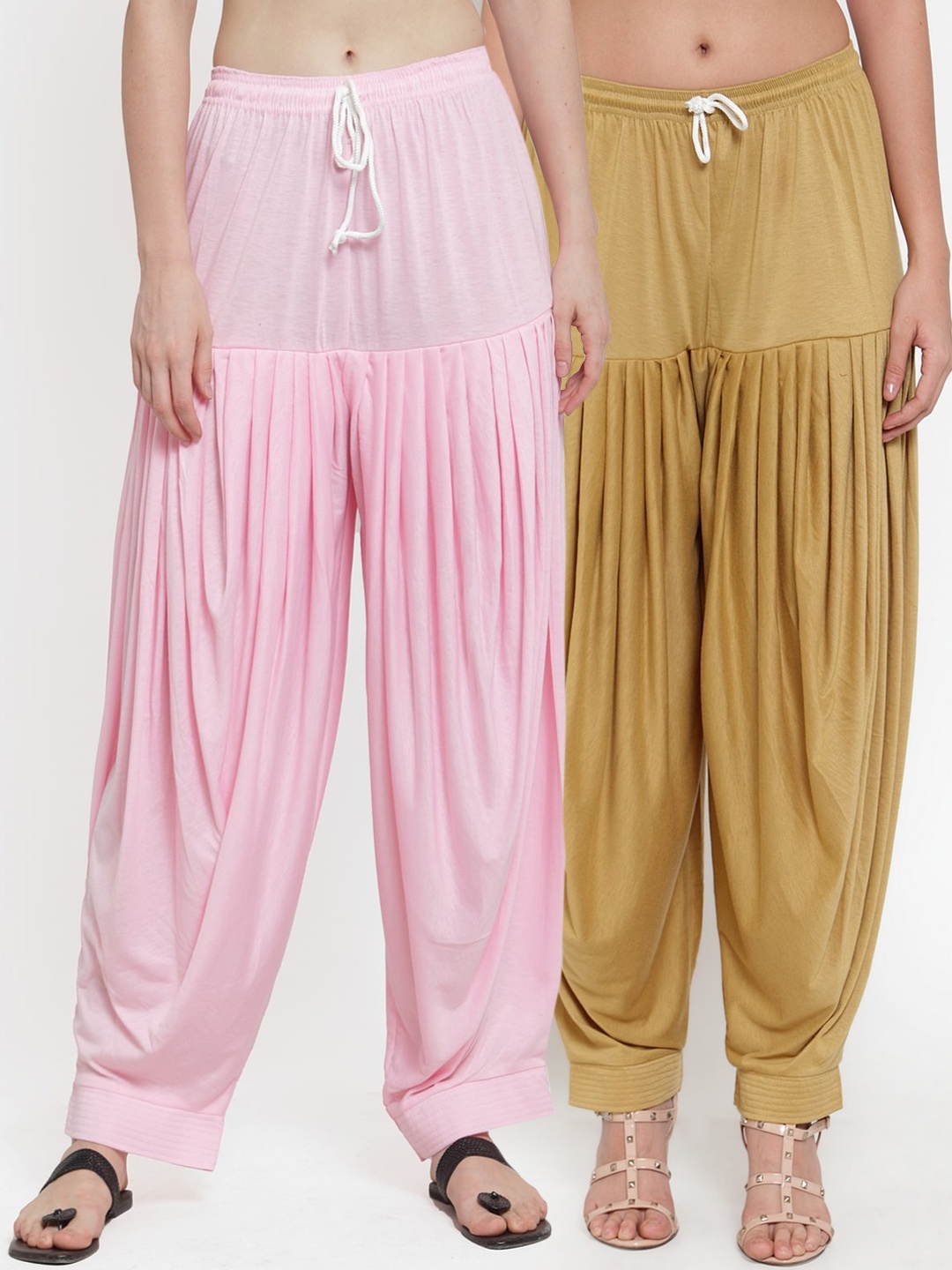 

GRACIT Women Pack of 2 Beige & Pink Patiala Salwar