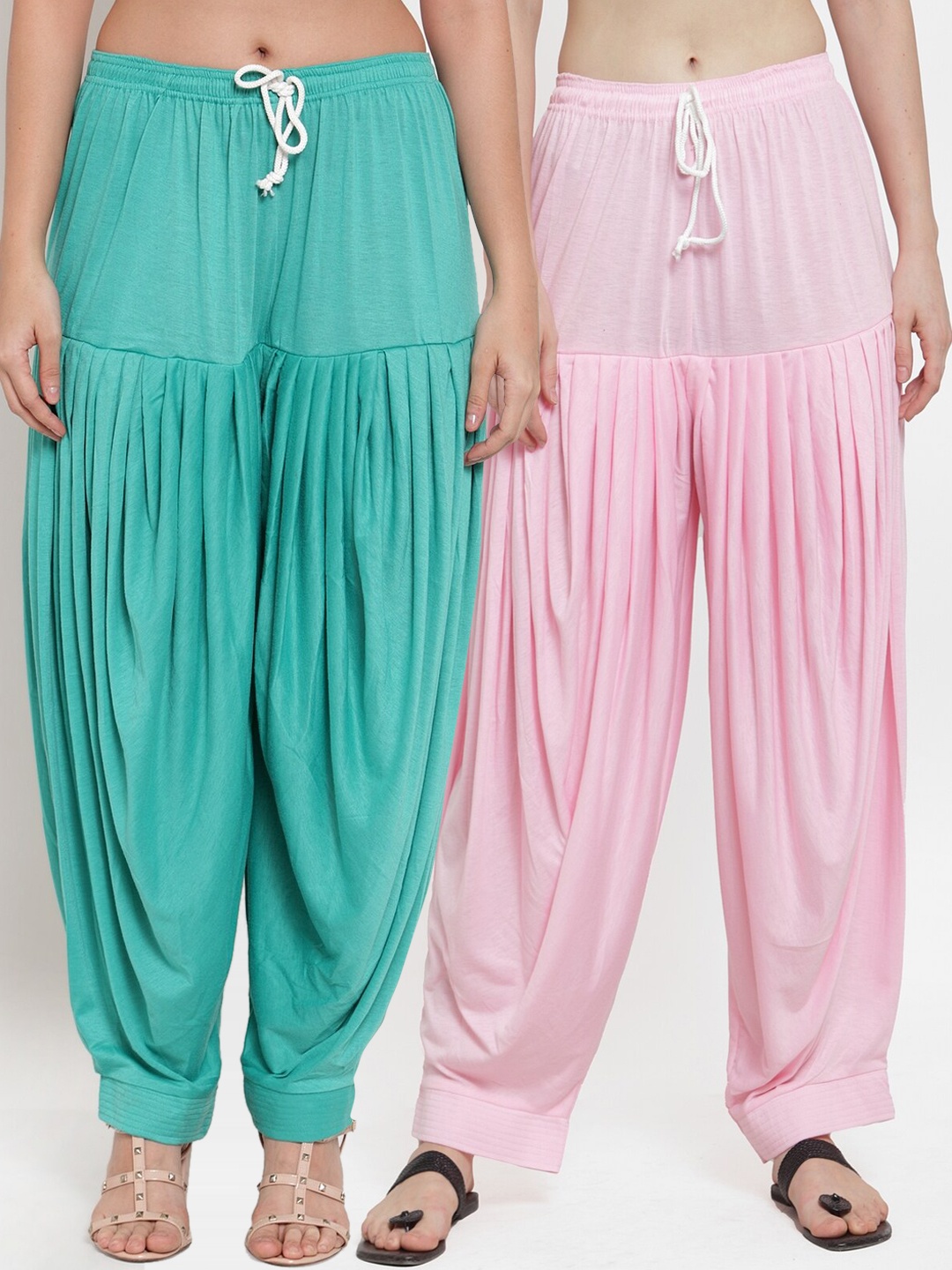 

GRACIT Women Pink & Blue Pack of 2 Cotton Lycra Patiala Salwar