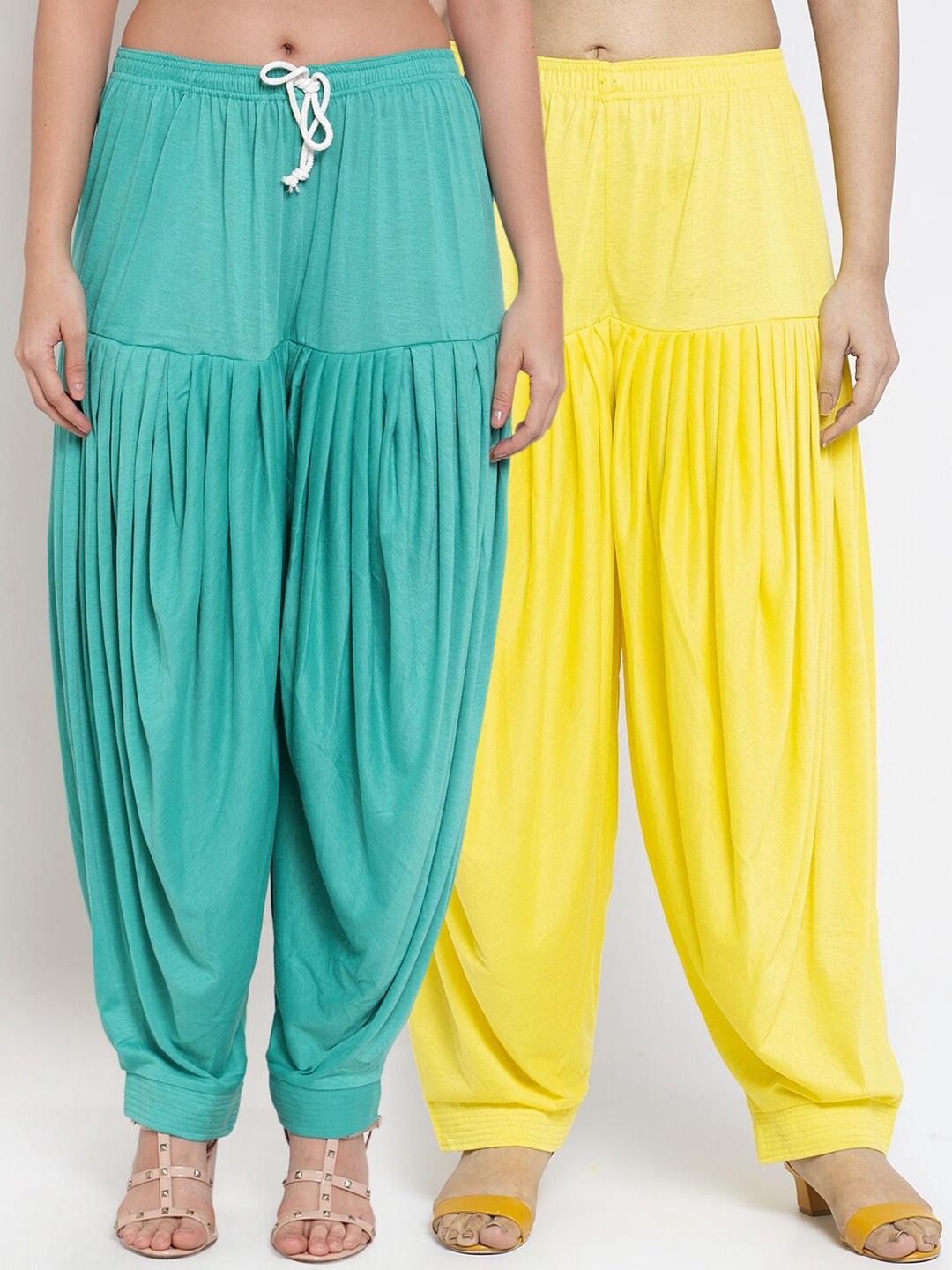 

GRACIT Women Turquoise Blue & Yellow Pack of 2 Solid Patialas