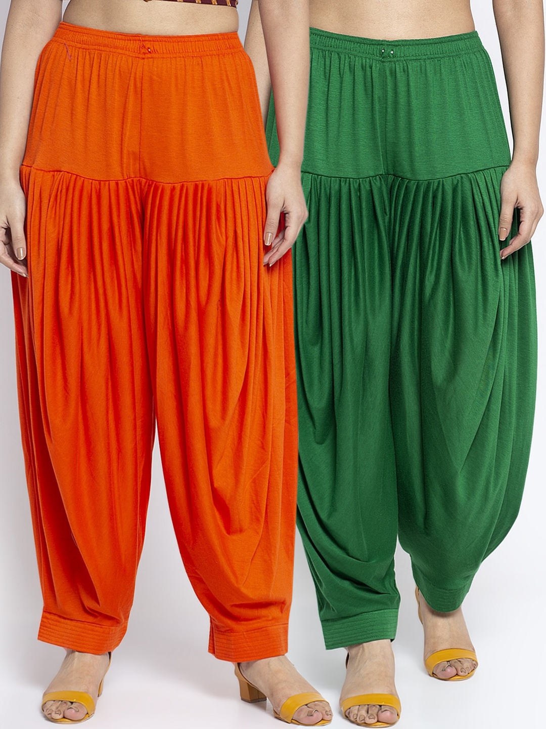 

GRACIT Women Set of 2 Solid Lycra Patiala, Orange