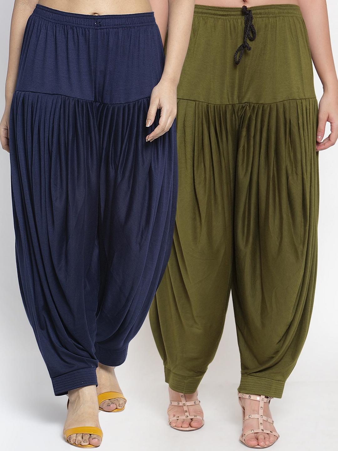 

GRACIT Women Navy Blue & Olive Green Pack of 2 Loose Fit Patiala