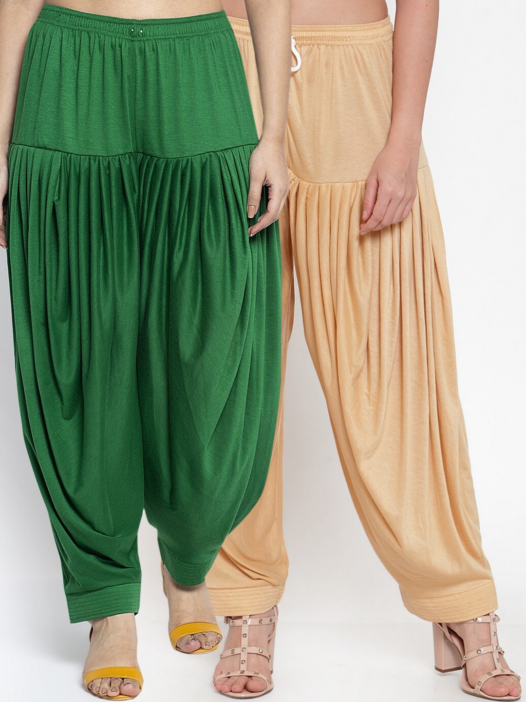 

GRACIT Women Green & Beige Pack of 2 Loose Fit Patiala