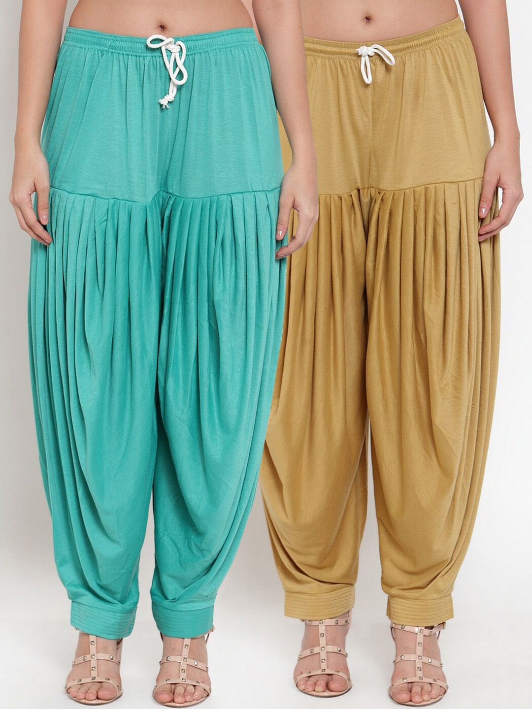 

GRACIT Women Beige & Blue Pack of 2 Cotton Lycra Patiala Salwar