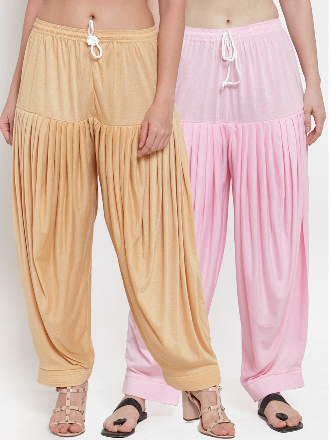 

GRACIT Women Beige & Pink Pack of 2 Solid Patialas
