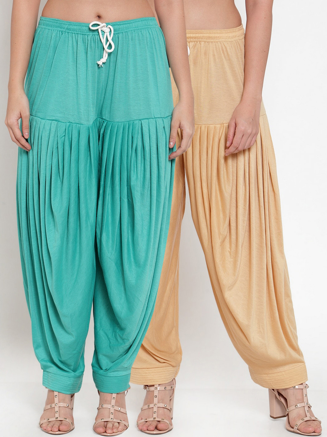 

GRACIT Women Pack of 2 Turquoise Blue & Beige Patiala Salwar