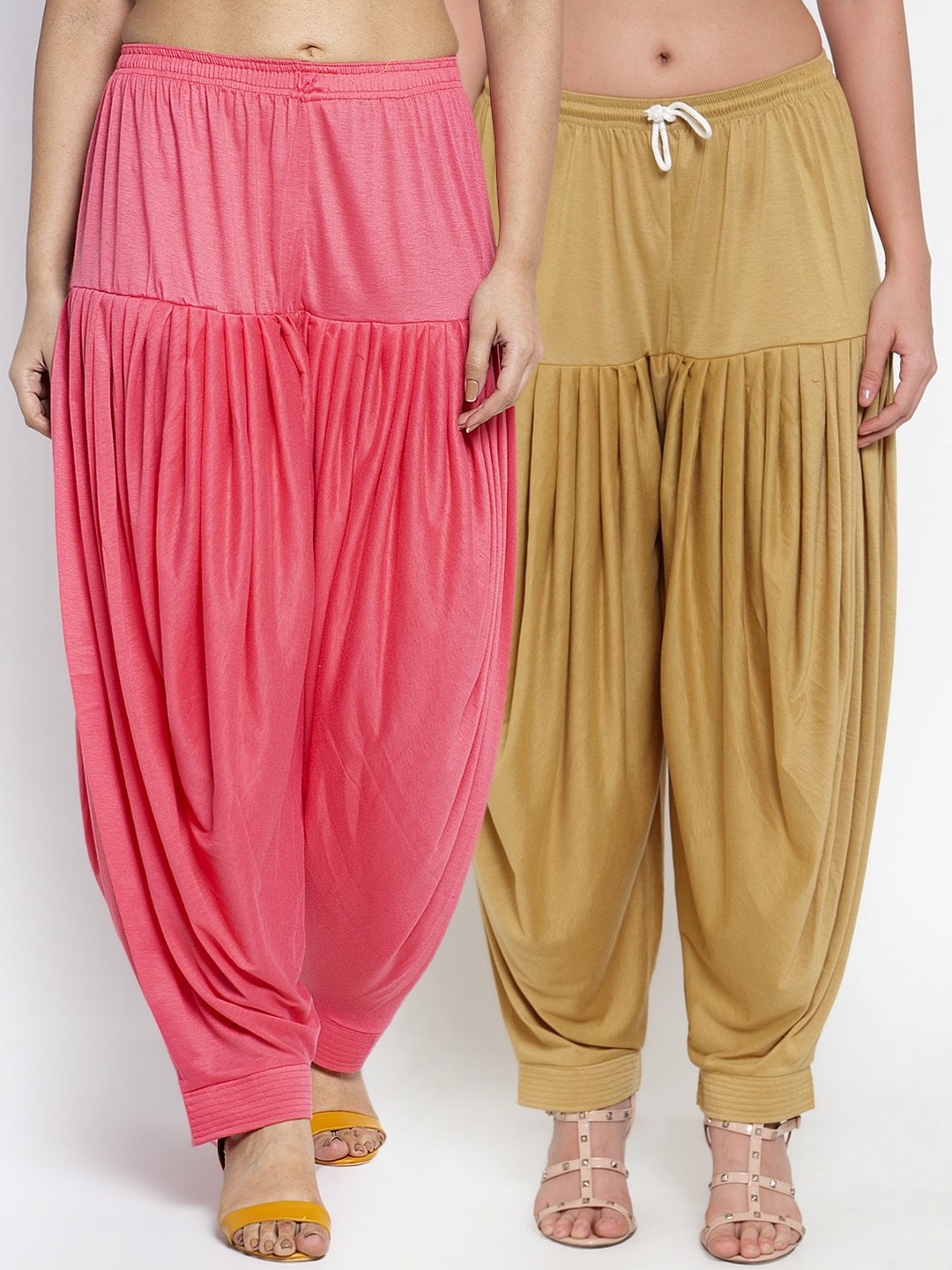 

GRACIT Women Pack of 2 Beige & Pink Patiala Salwar