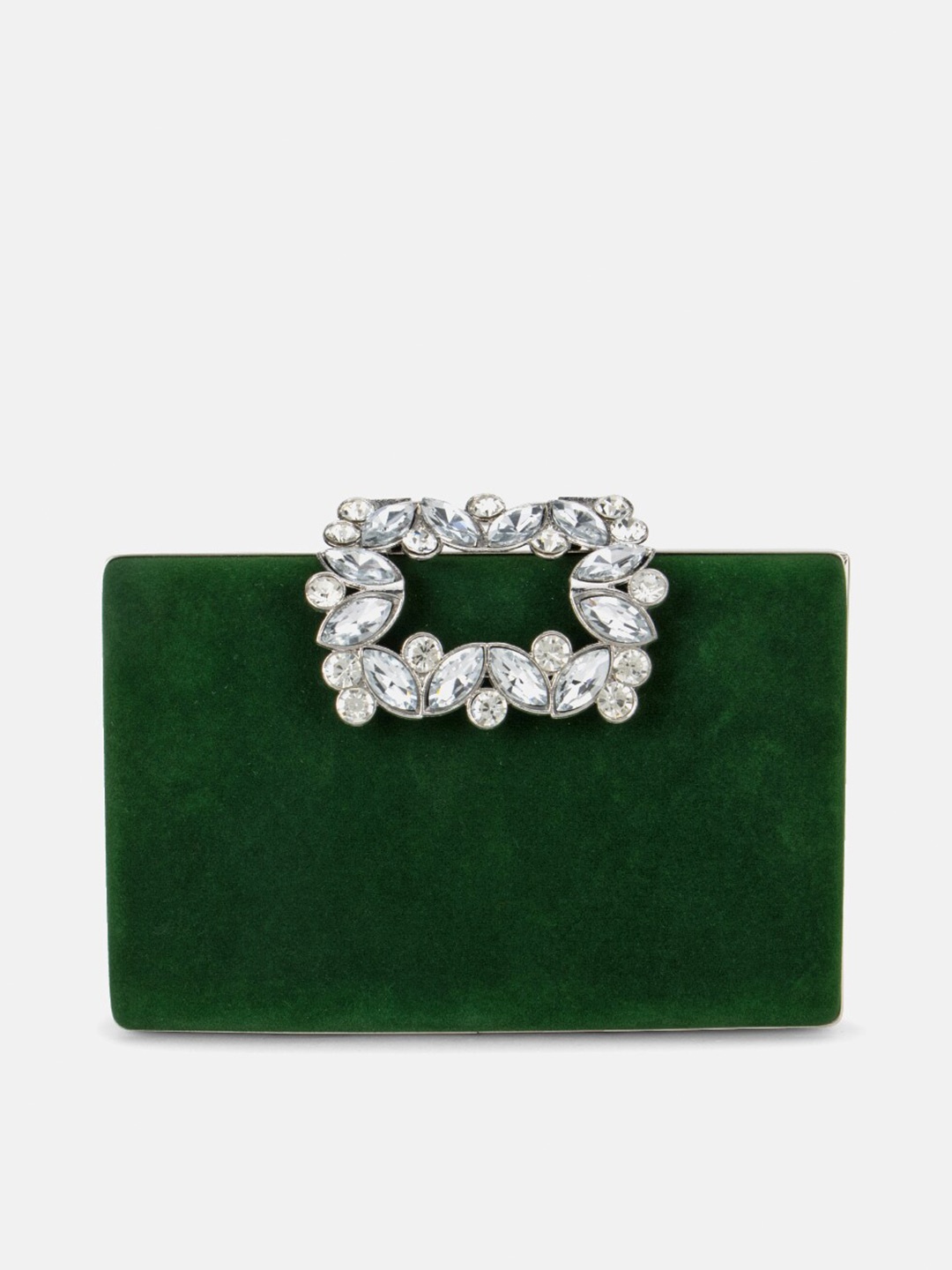 

Kazo Green & White Embellished Box Clutch