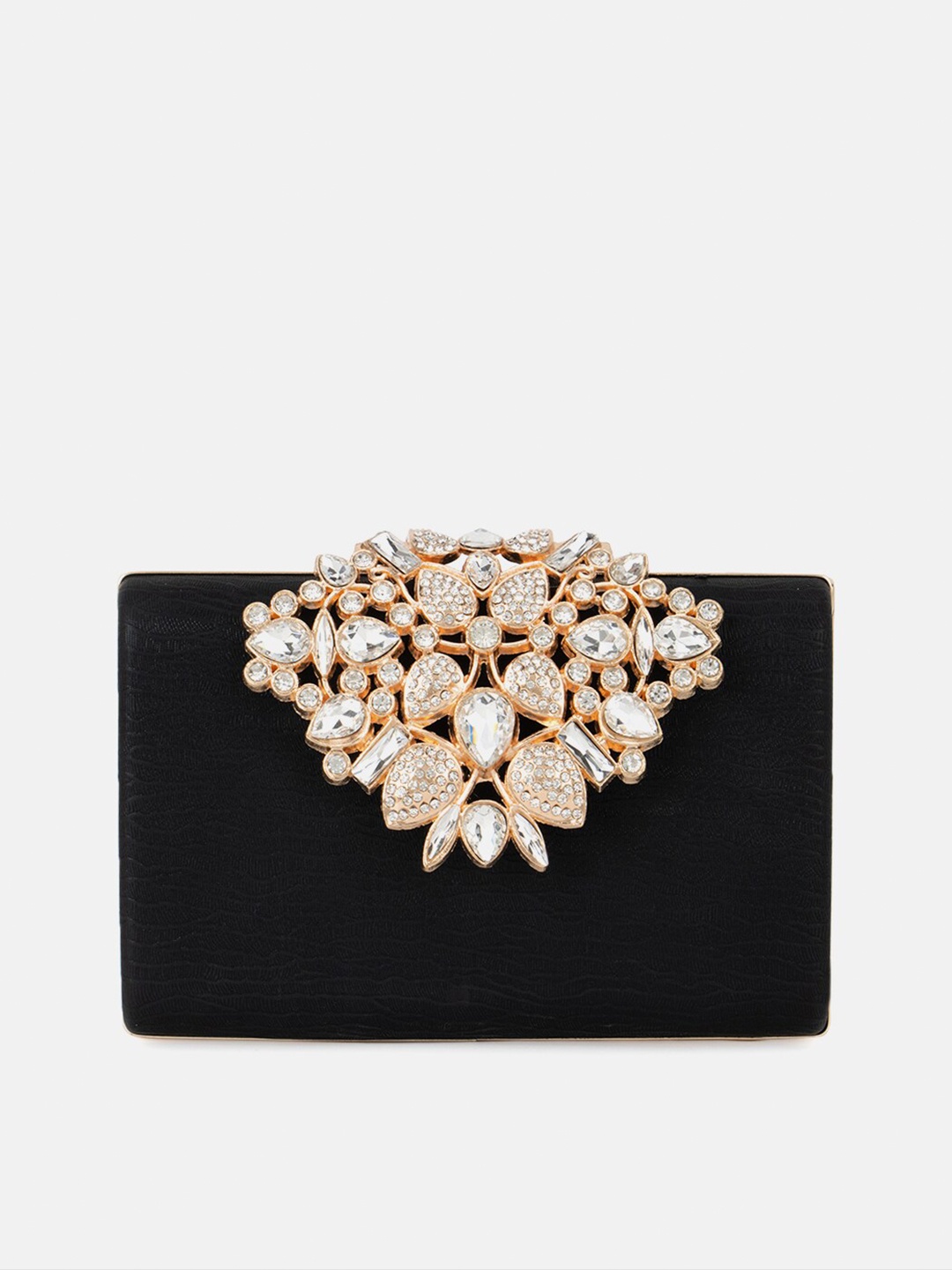 

Kazo Black & Gold-Toned Embellished Box Clutch