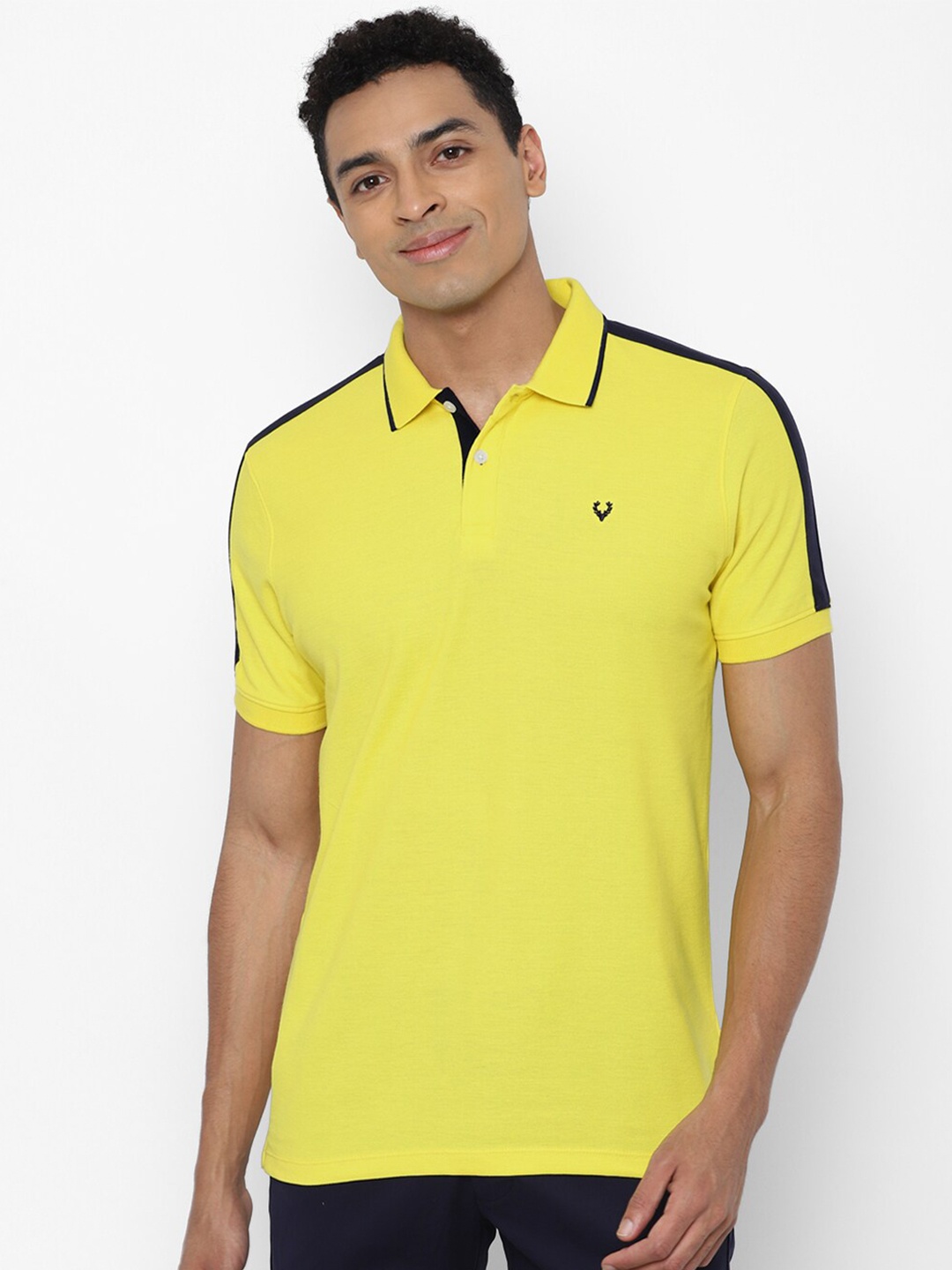 

Allen Solly Men Yellow Cotton Polo Collar T-shirt