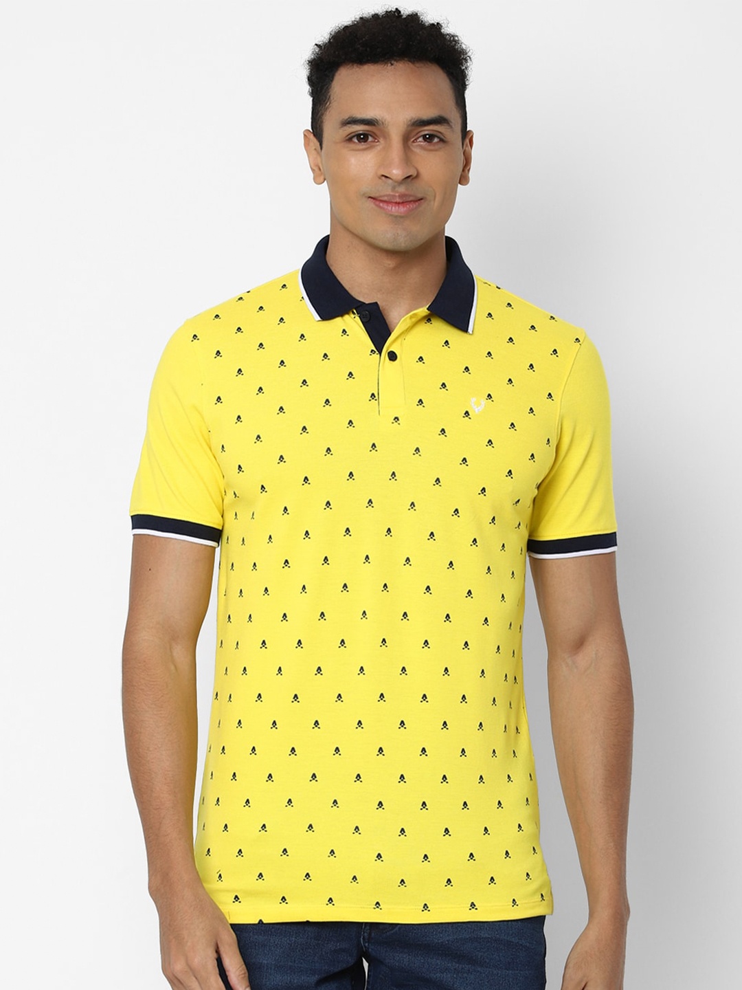 

Allen Solly Men Yellow Printed Polo Collar T-shirt