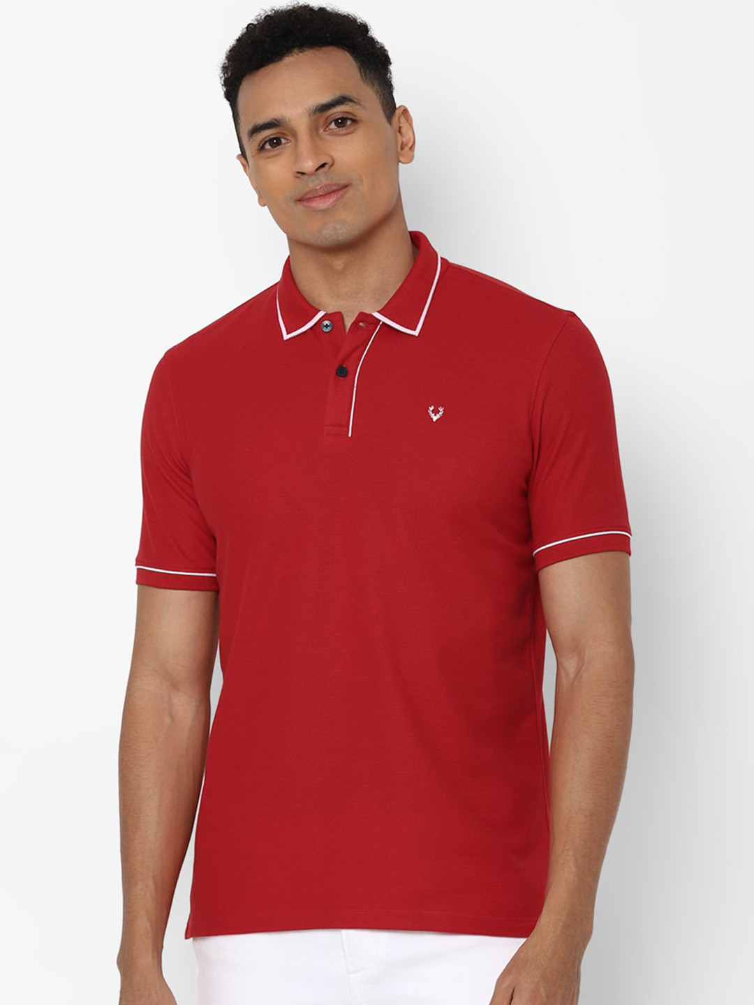 

Allen Solly Men Red Polo Collar Regular Fit Cotton T-shirt