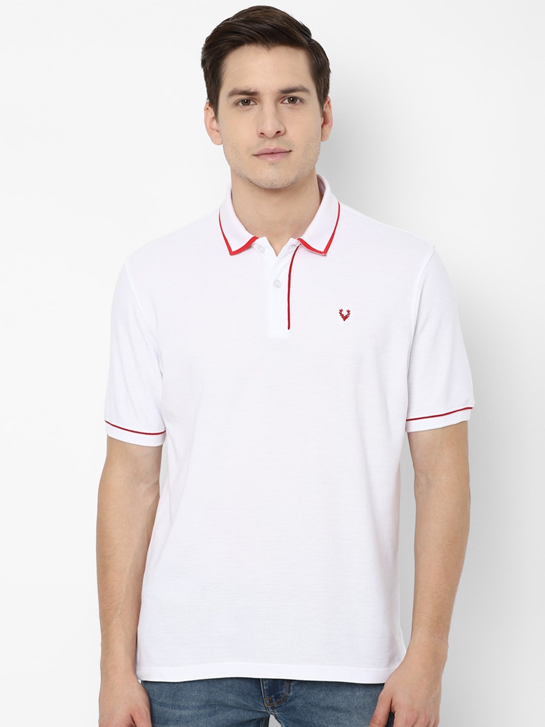 

Allen Solly Men White Solid Polo Collar Pure Cotton Regular Fit T-shirt