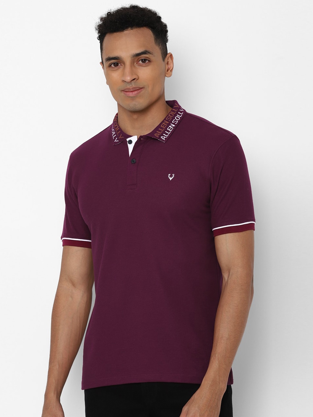 

Allen Solly Men Purple Polo Collar Regular Fit Cotton T-shirt