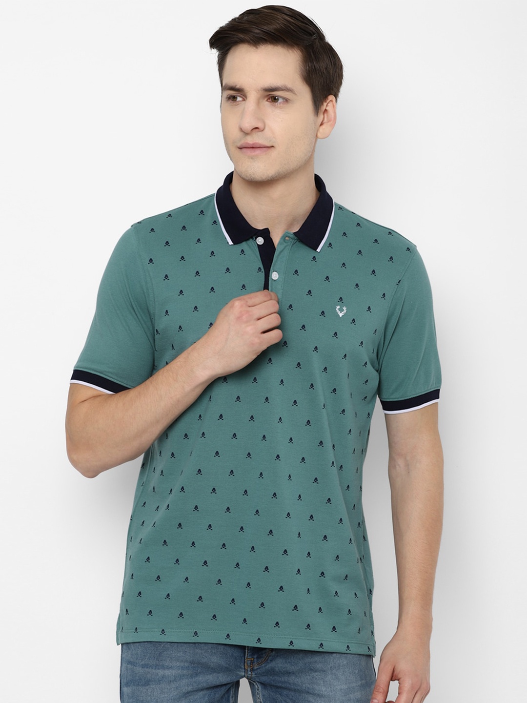 

Allen Solly Men Green Printed Polo Collar T-shirt