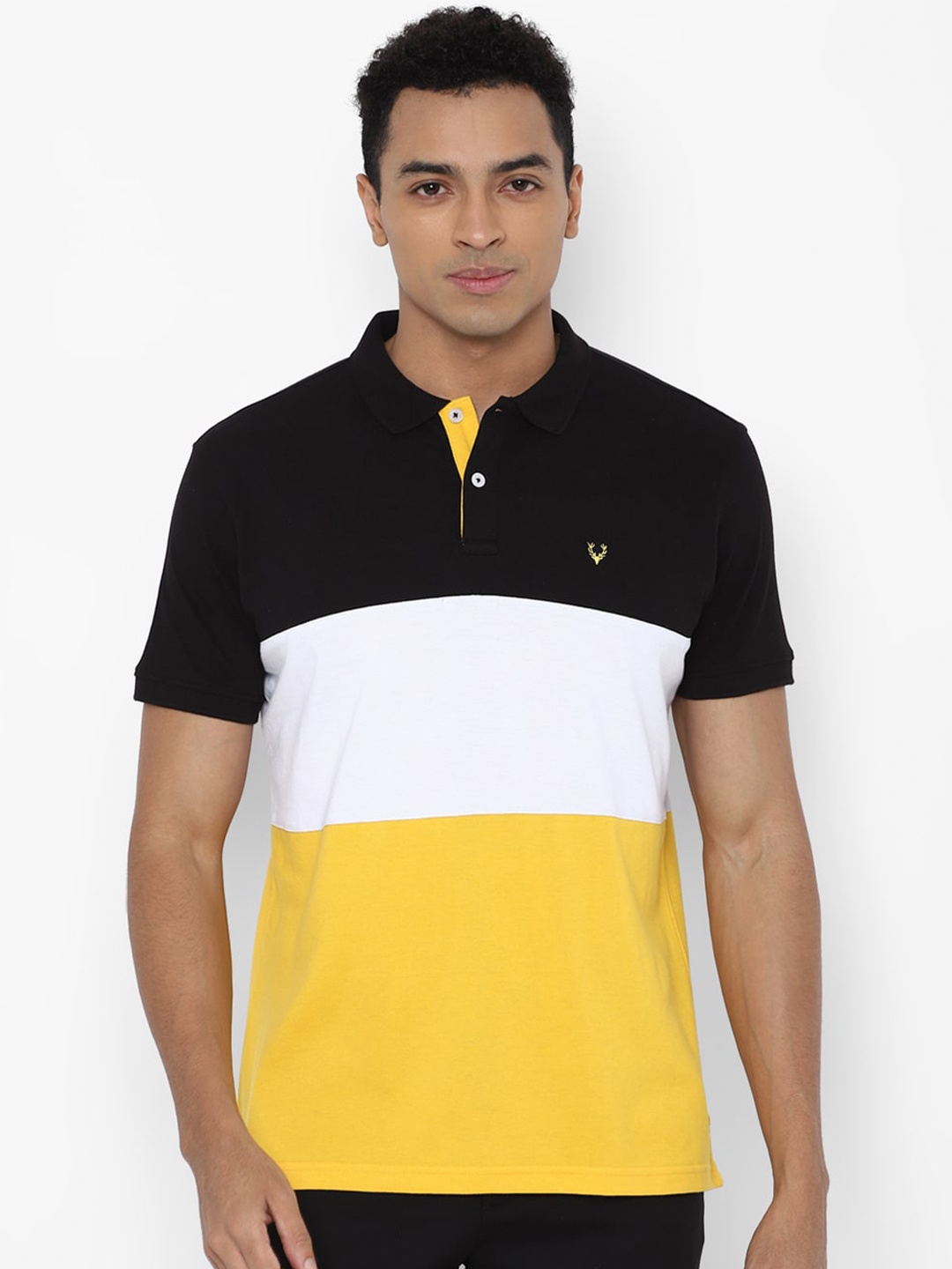 

Allen Solly Men Multicoloured Colourblocked Pure Cotton Regular Fit T-shirt, Multi