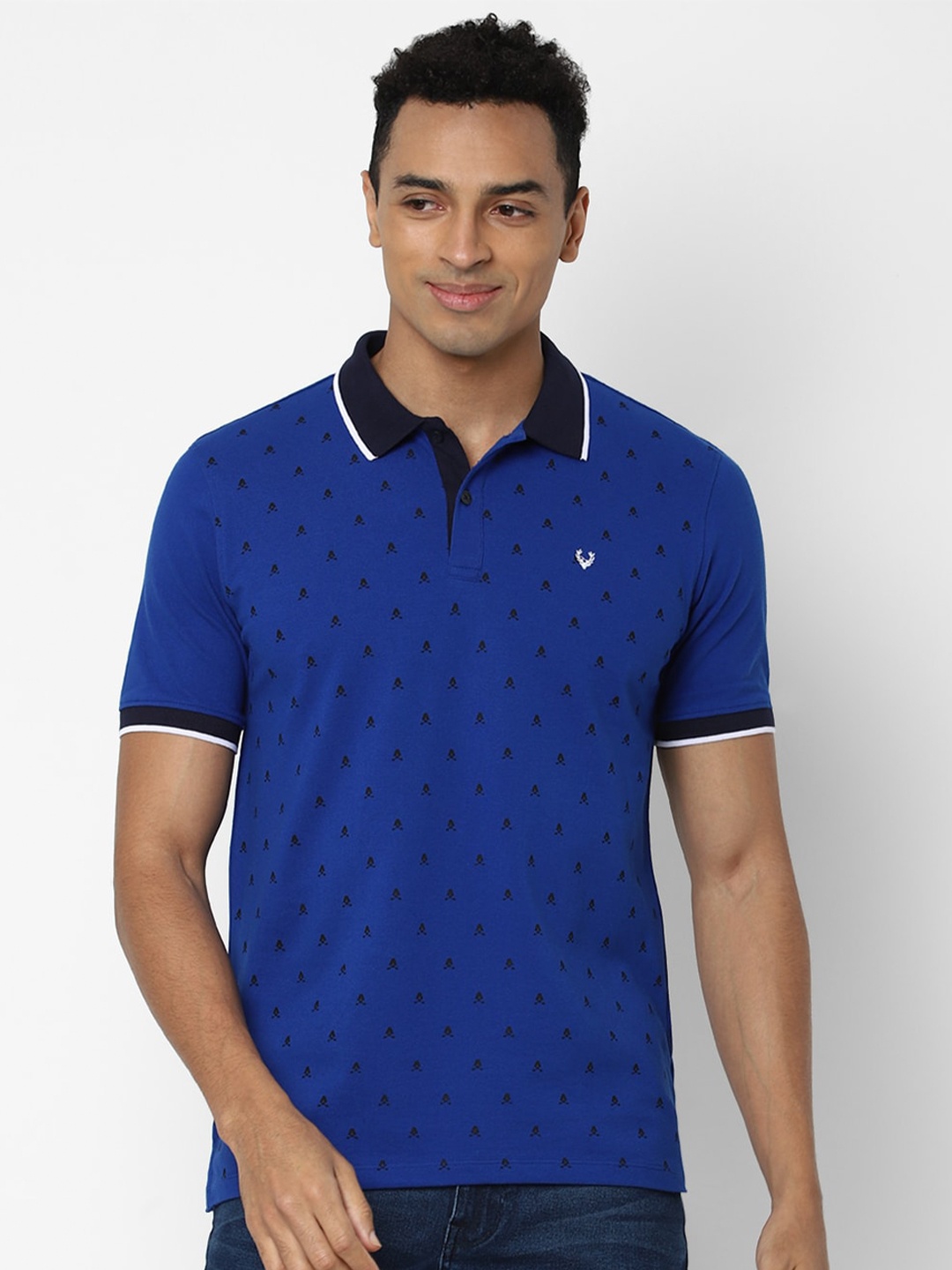 

Allen Solly Men Blue Printed Polo Collar T-shirt