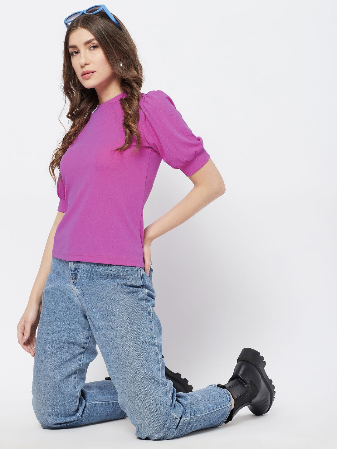 

Uptownie Lite Women Stretchable High Neck Top, Purple