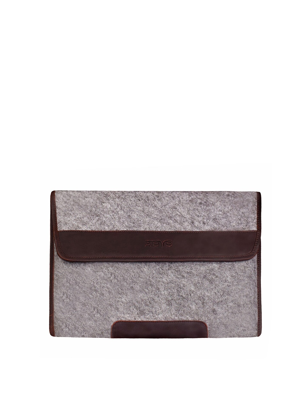 

ABYS Unisex Brown & Grey Colourblocked Leather Laptop Sleeve