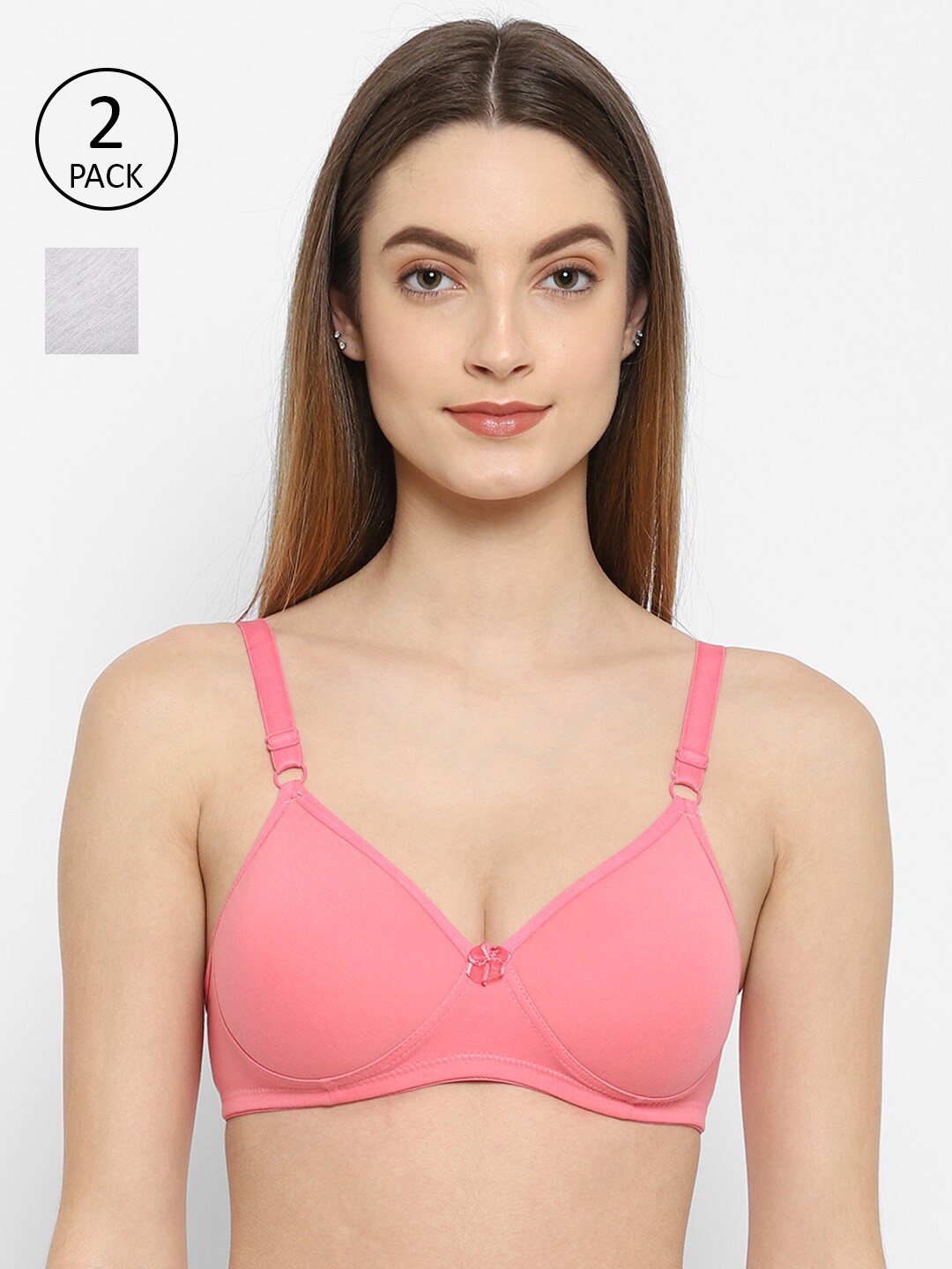 

Floret Rose & Grey Set Of 2 Non Wired Lightly Padded Bra