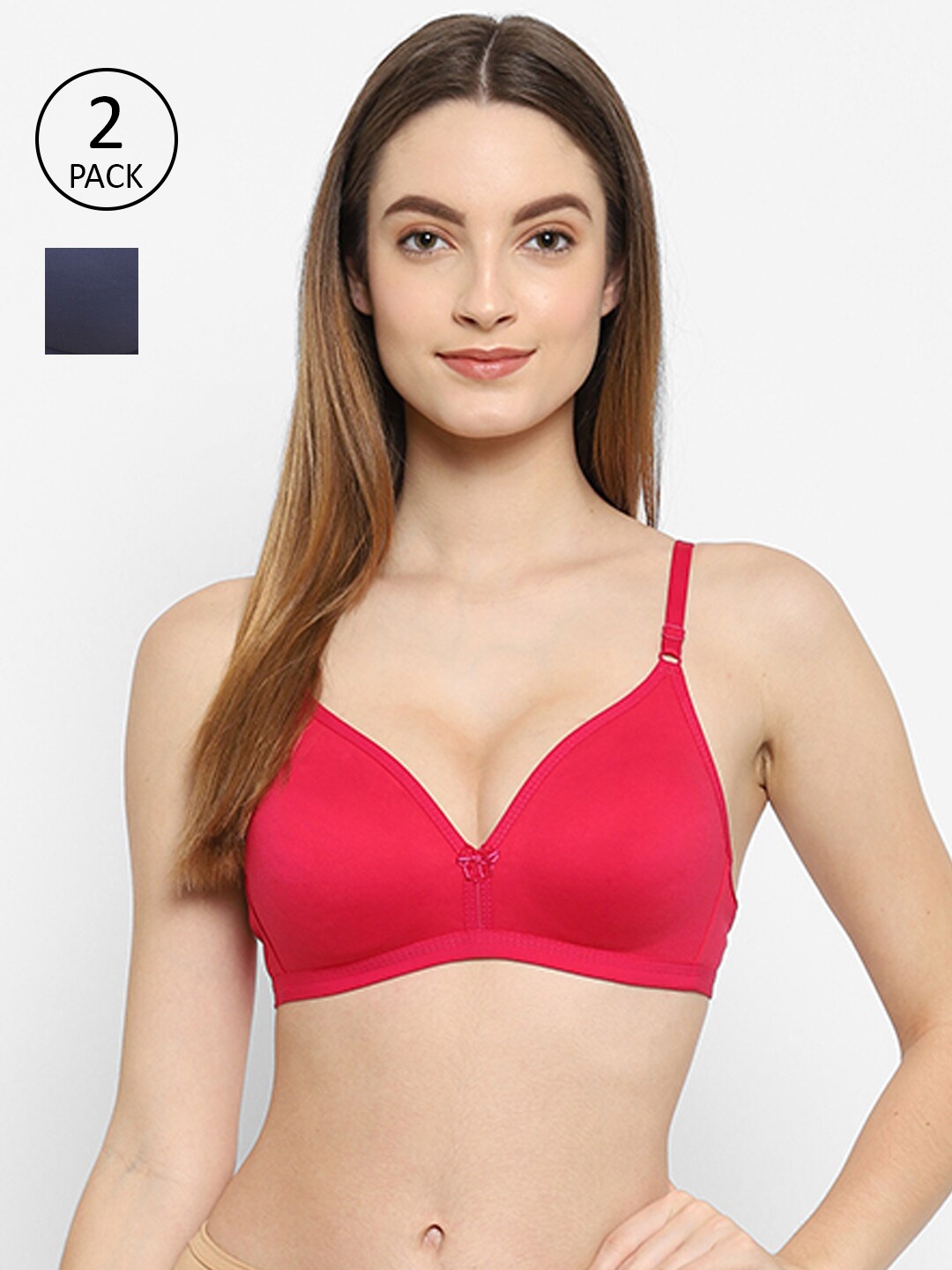 

Floret Magenta & Navy Blue Pack Of 2 Non-Padded T-Shirt Bra