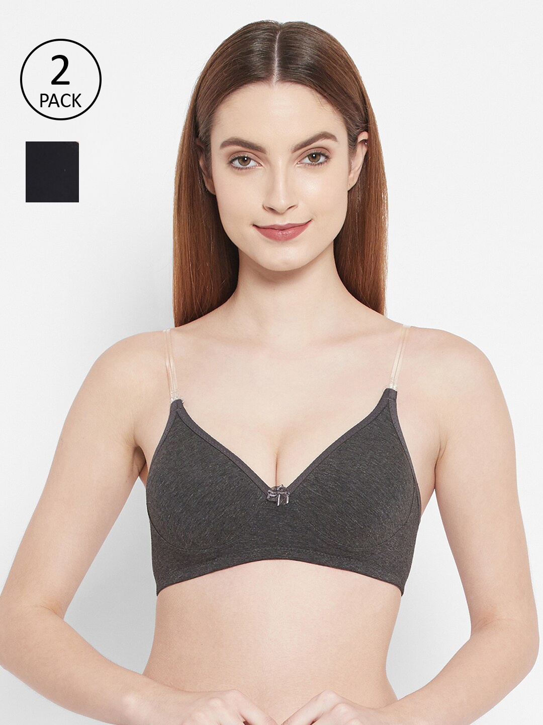 

Floret Charcoal & Black Pack of 2 Lightly Padded Non Wired T-shirt Bra
