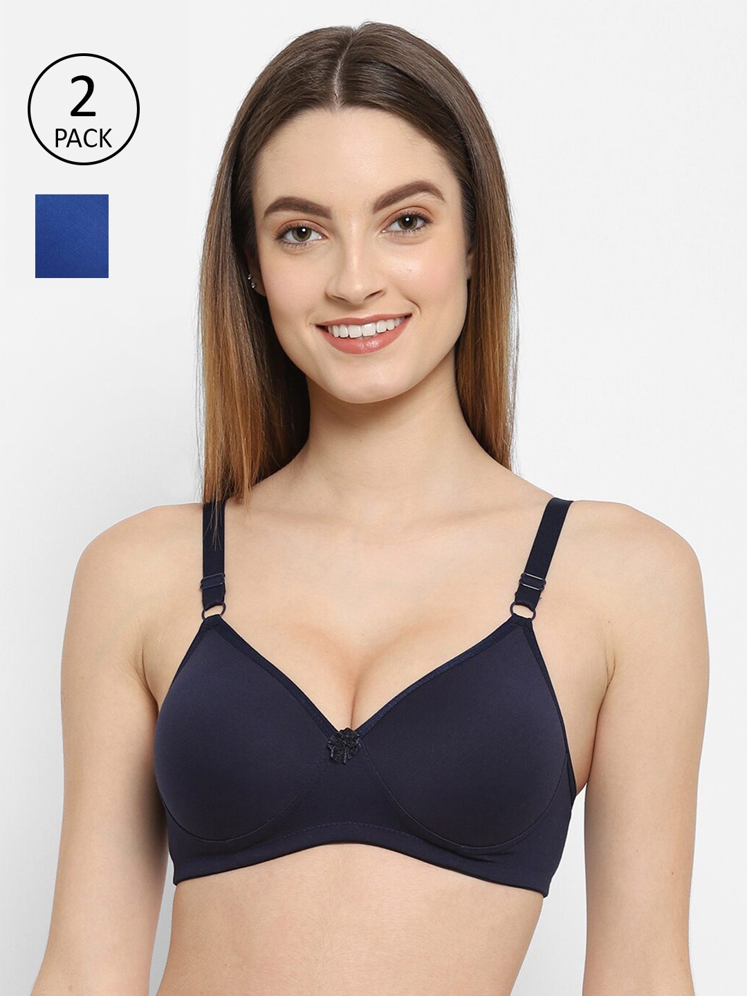 

Floret Navy Blue & Blue Set Of 2 Non Wired Lightly Padded Bra