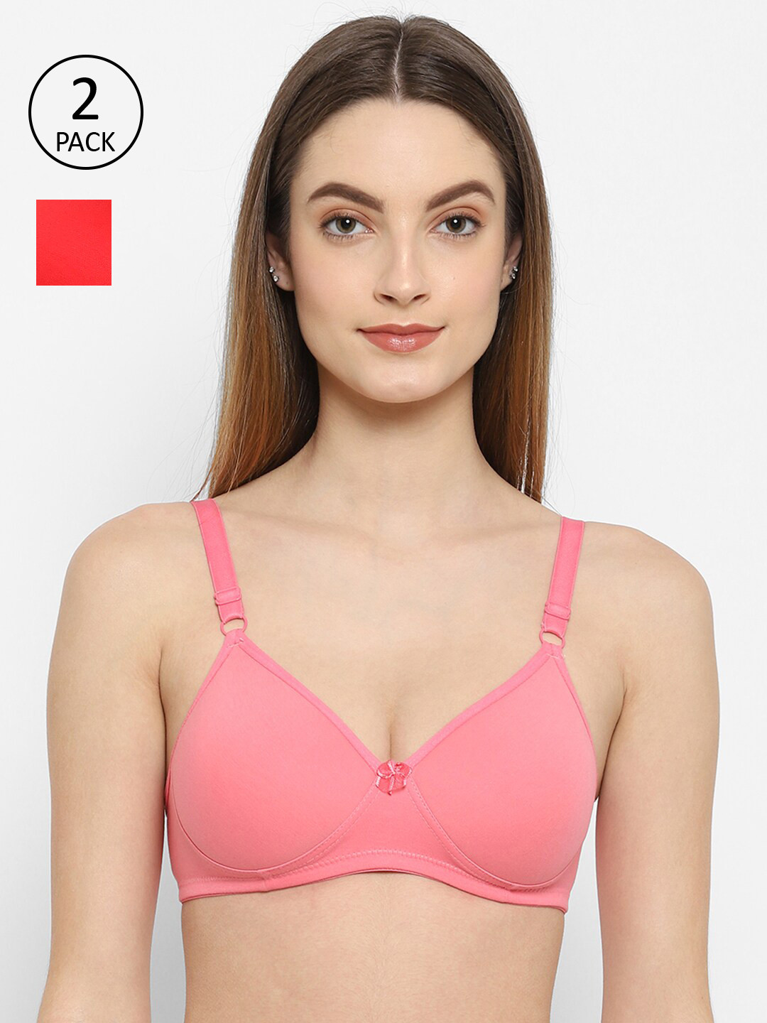 

Floret Rose & Red Set of 2 Solid Lightly Padded T-Shirt Bra