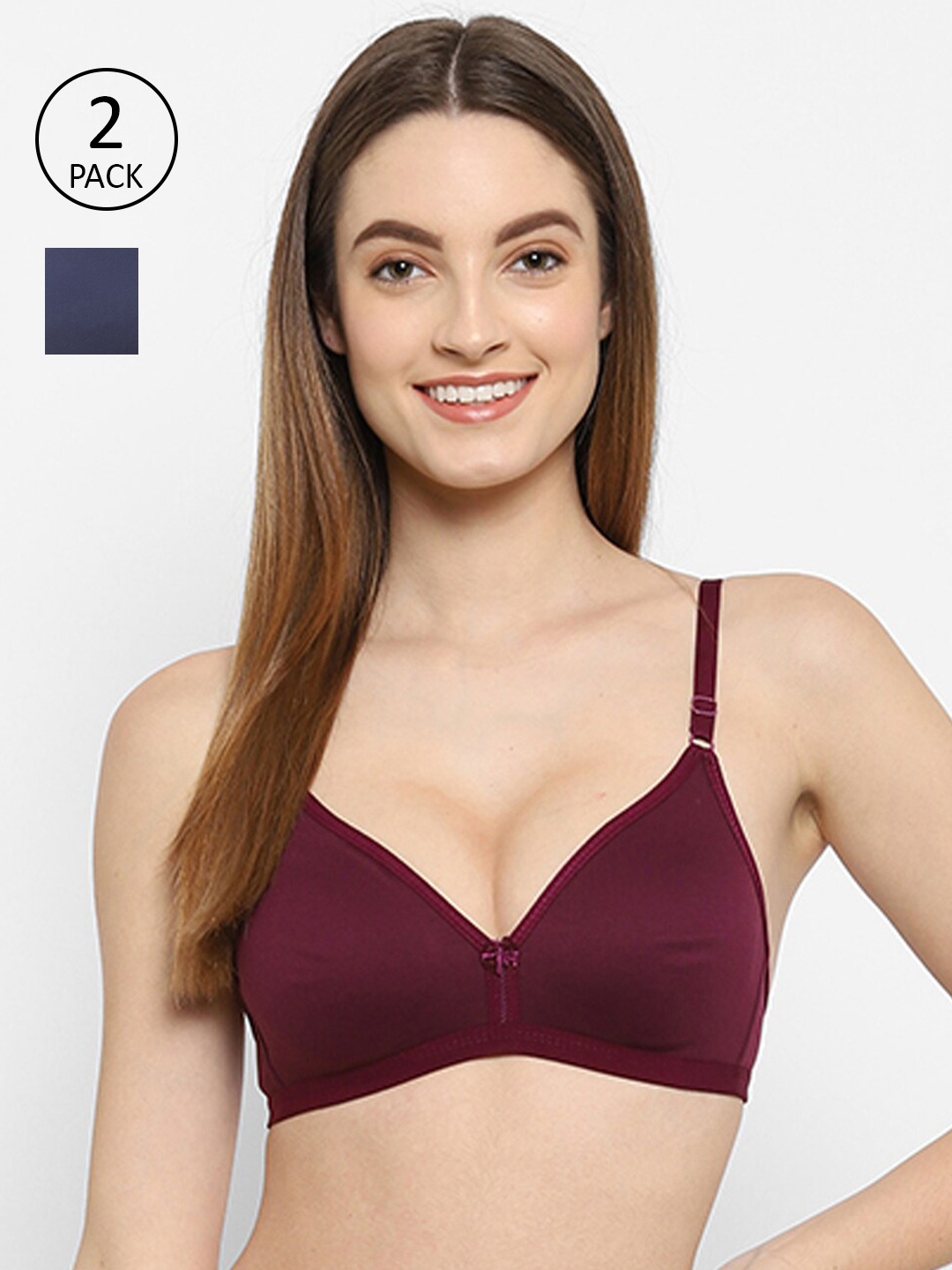 

Floret Burgundy & Navy Blue Set Of 2 Non Wired Lightly Padded Bra
