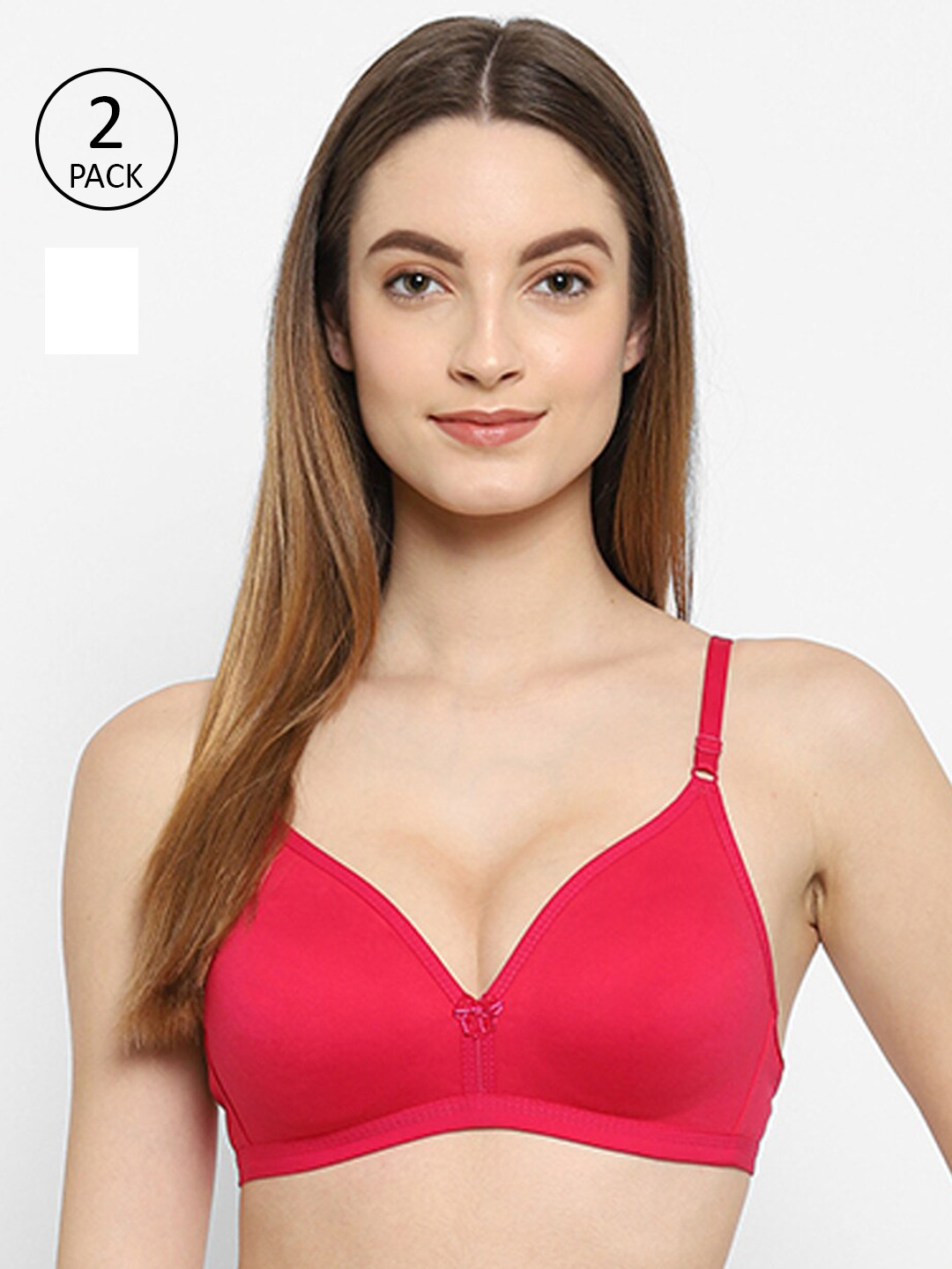 

Floret Magenta & White Pack Of 2 Non Padded Bra