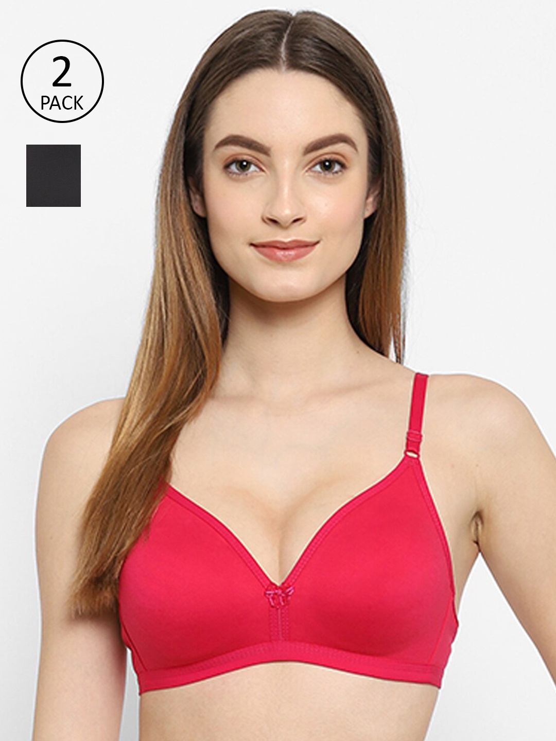 

Floret Red & Black Pack Of 2 Non-Padded T-Shirt Bra