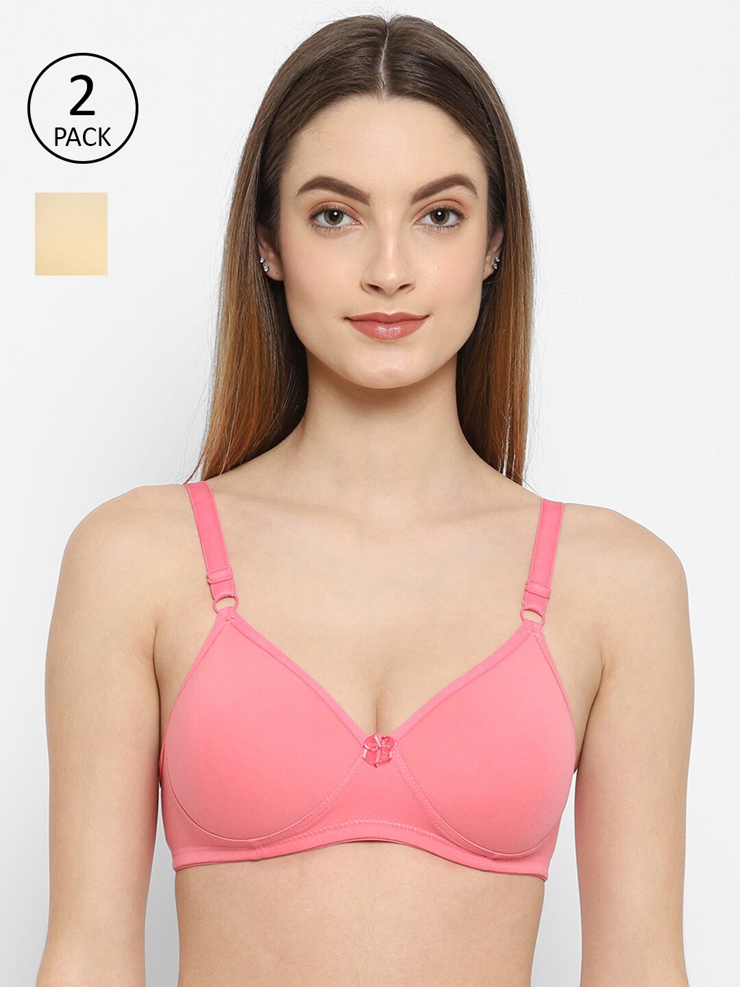 

Floret Rose & Cream-Coloured Pack Of 2 Lightly Padded Bra